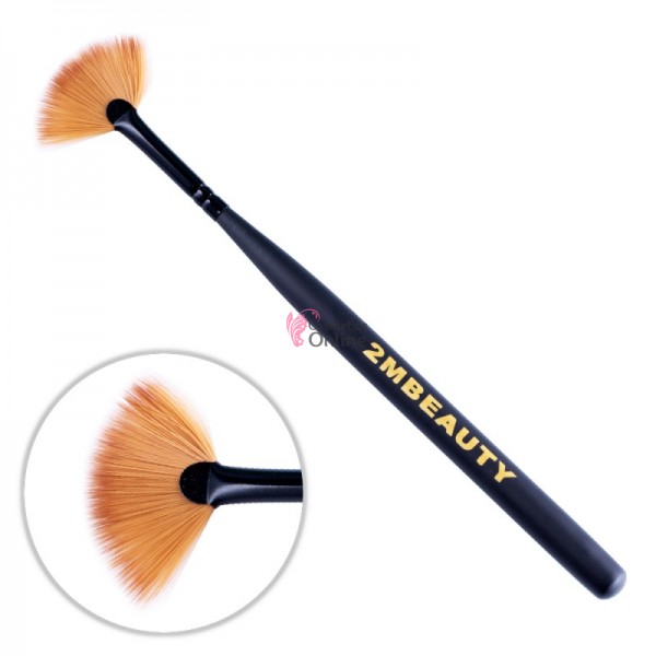 Pensula evantai pentru sclipici de unghii, decor unghii cu par natural, 2M Black Beauty